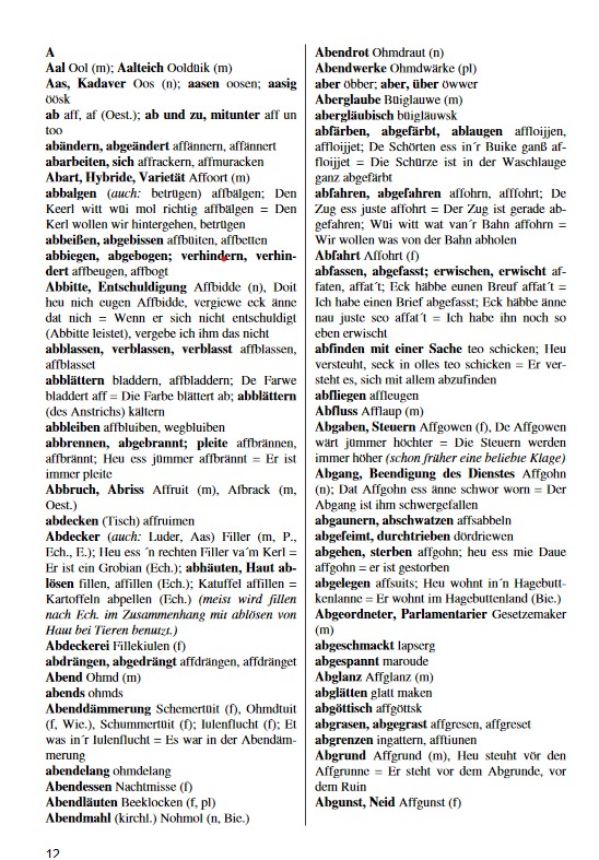 Lippisches Wörterbuch Buchstabe A Seite 12