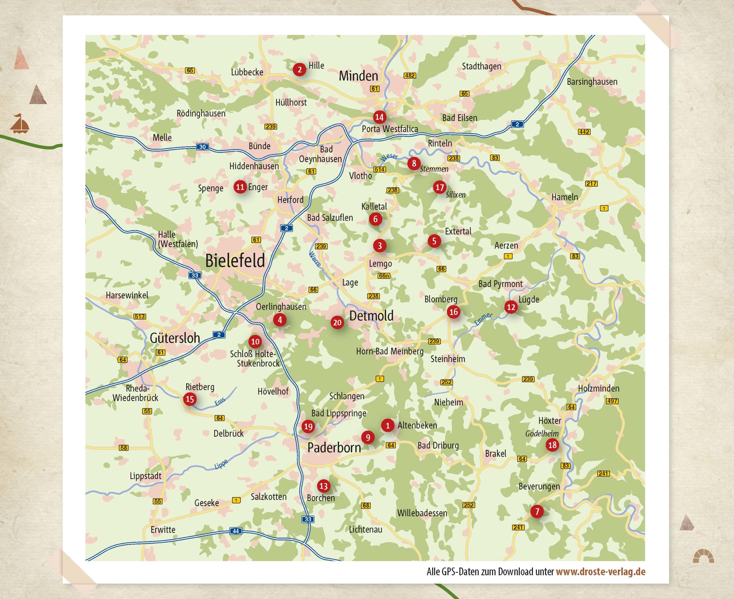Wandern in Ostwestfalen-Lippe - die Karte