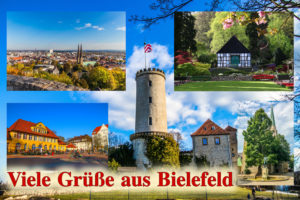 Postkarte Bielefeld Sparrenburg Bürgerwache Botanischer Garten