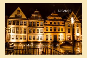 Postkarte Bielefeld Alter Markt bei Nacht