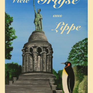 Postkarte Hermannsdenkmal Pinguin